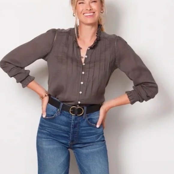 Faherty Tops - Faherty Charcoal Blouse
